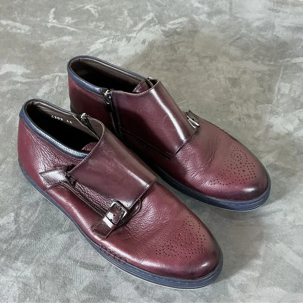 Corrente Pelle Double Monkstrap Sneaker Dress Shoes Men’s 44 11 M Medallion Toe